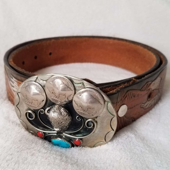 Southwestern Buffalo Nickel Turquoise Eagle Belt